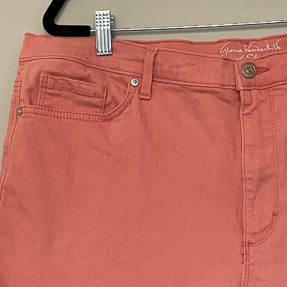 Gloria Vanderbilt All Around Slimming Effect Peach Denim Shorts Size 18 - Picture 2 of 4